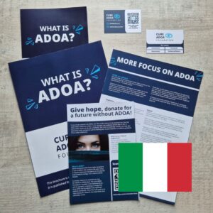 Flatlay downloads Cure ADOA Foundation with Italian flag