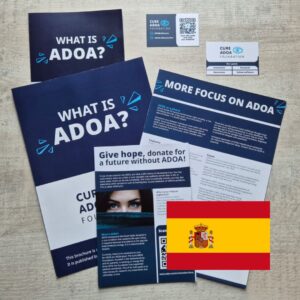 Flatlay downloads Cure ADOA Foundation with Spanish flag