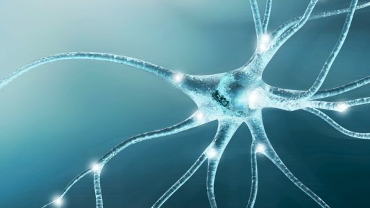 Artistieke visualisatie van een zenuwcel