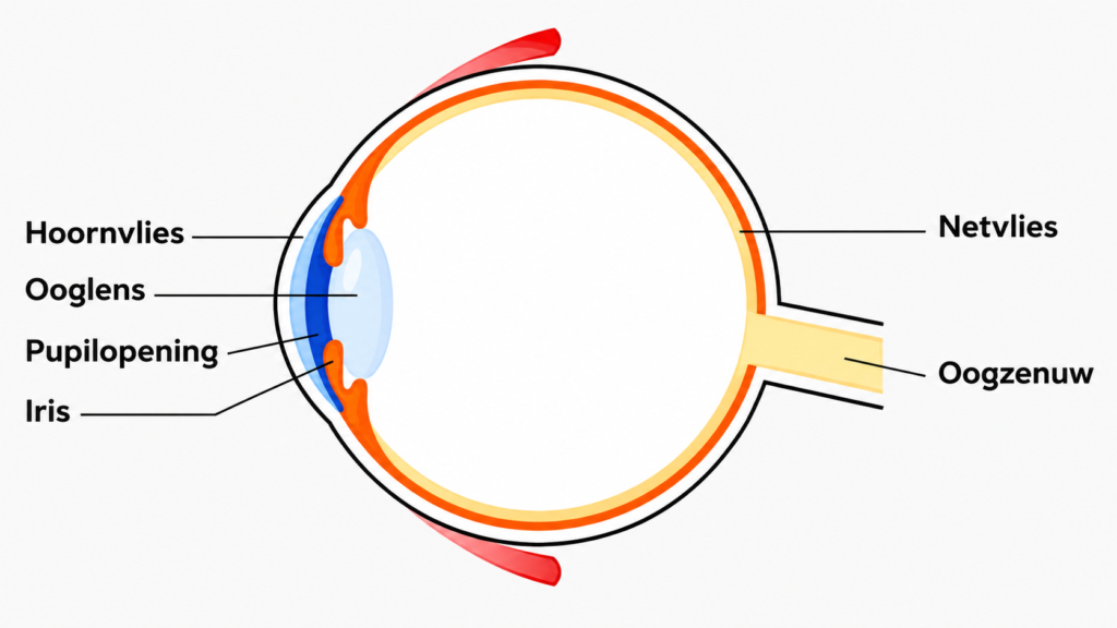 Schematische weergave van de opbouw van het oog